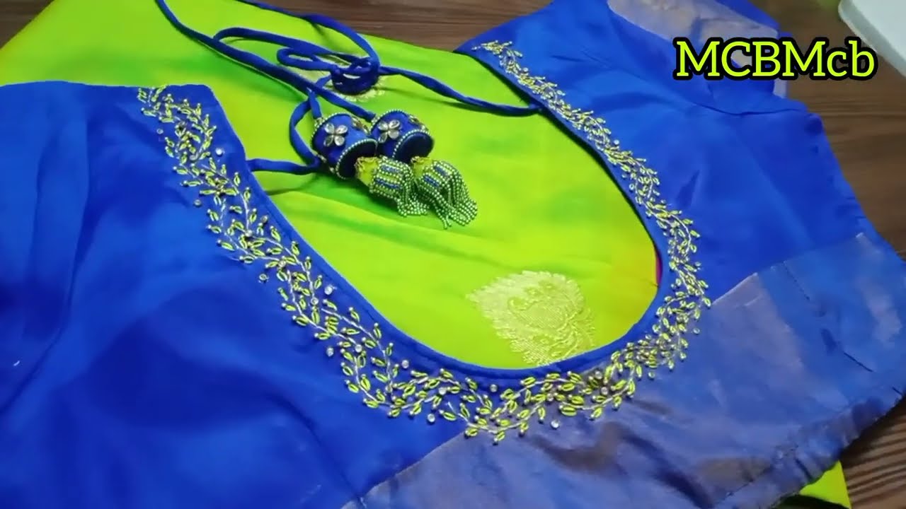 Easy Work on Stitched Blouse With Normal Sewing Needle / Make Aari work on stitched blouse / @MCBMcb