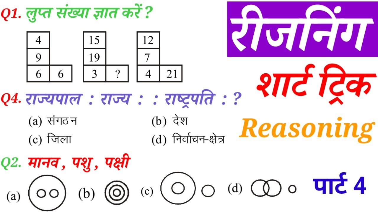 Reasoning | प्रैक्टिस सेट 04 | SSC CGL CHSL CPO GD | RRB NTPC GROUP D | MP&UPP BSSC CGL DELHI POLICE