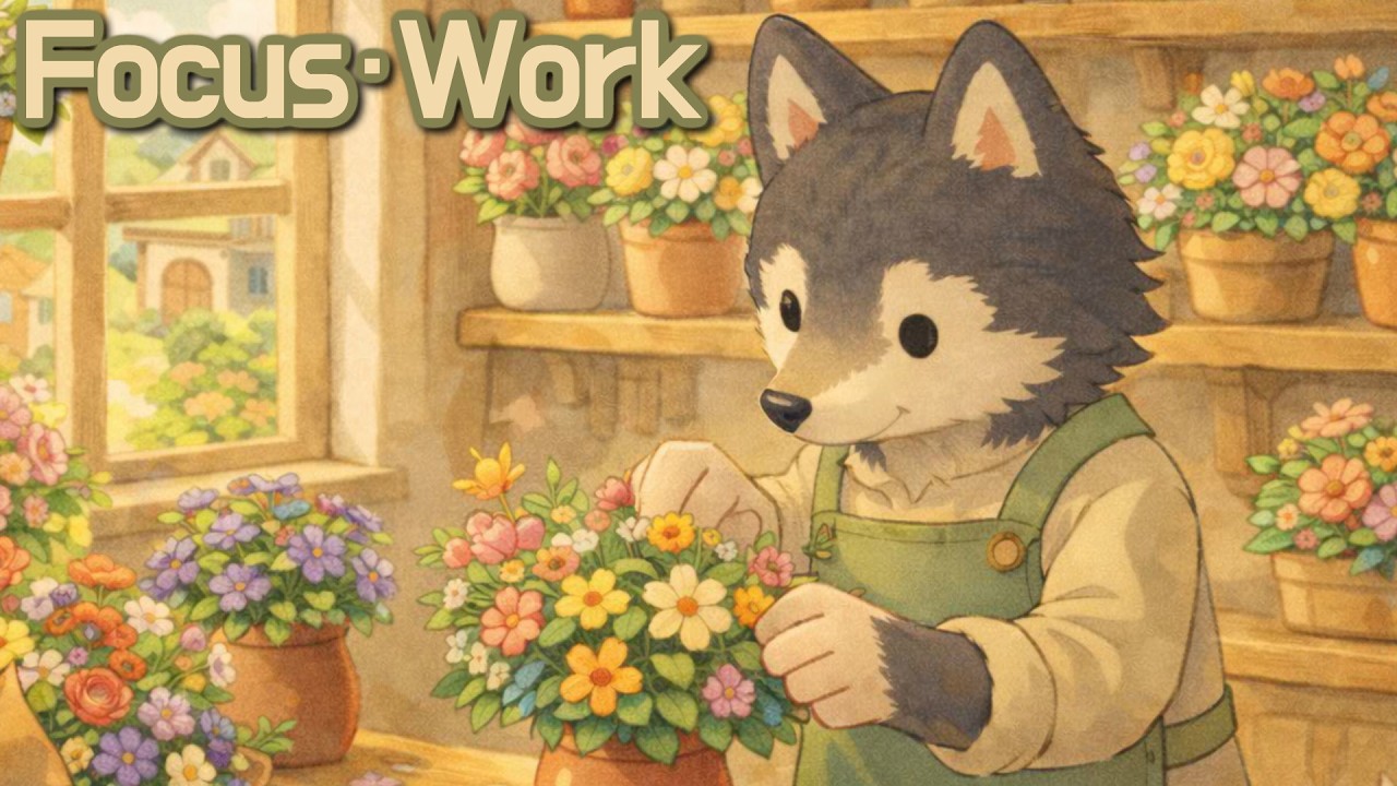Flower Shop Focus 🌸🐺 | Cozy Game Style Lo-fi for Study & Creative Work