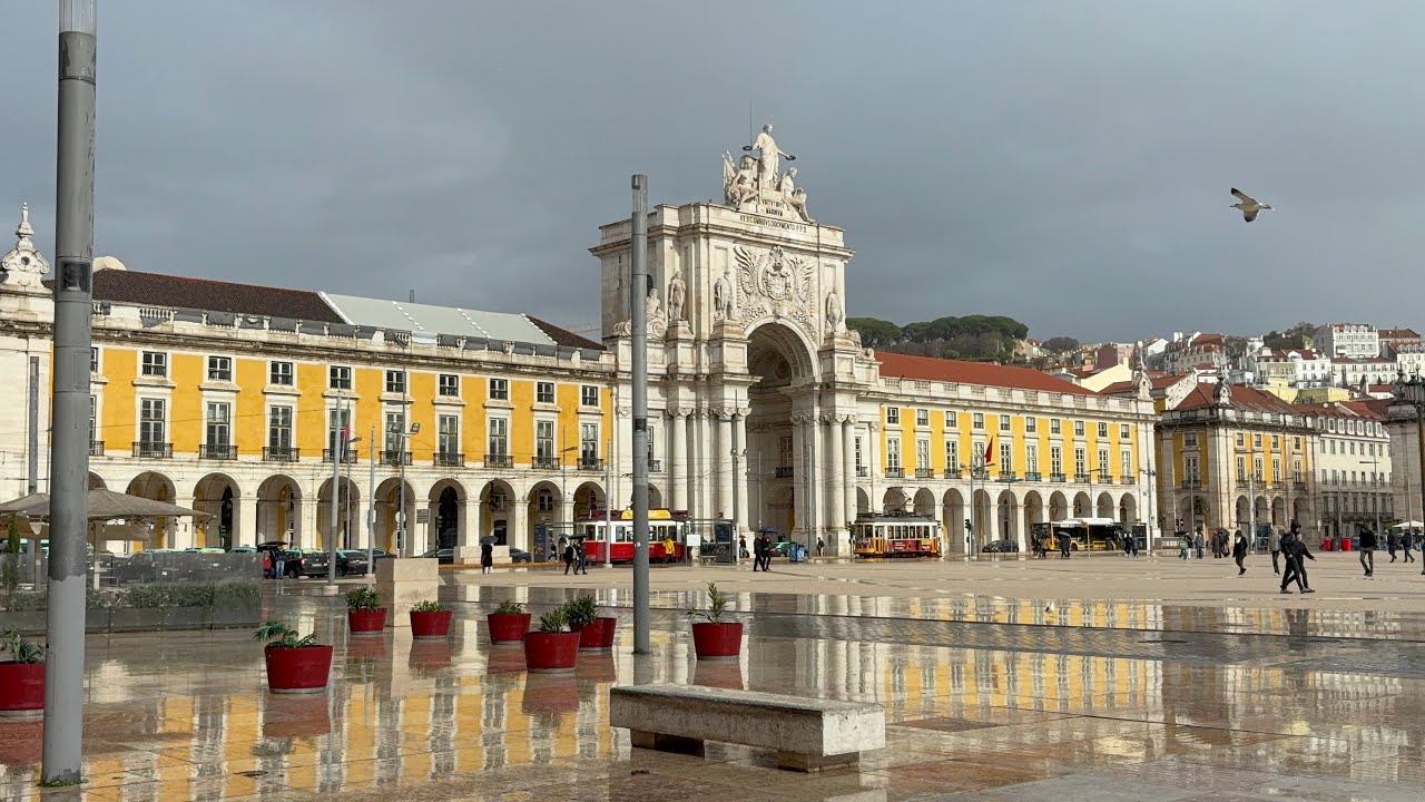 葡萄牙 137 里斯本 - 雨中市中心行街睇風景 Portugal Lisbon City Centre Walking in the rain｜Praça da Figueira｜R.Áurea…