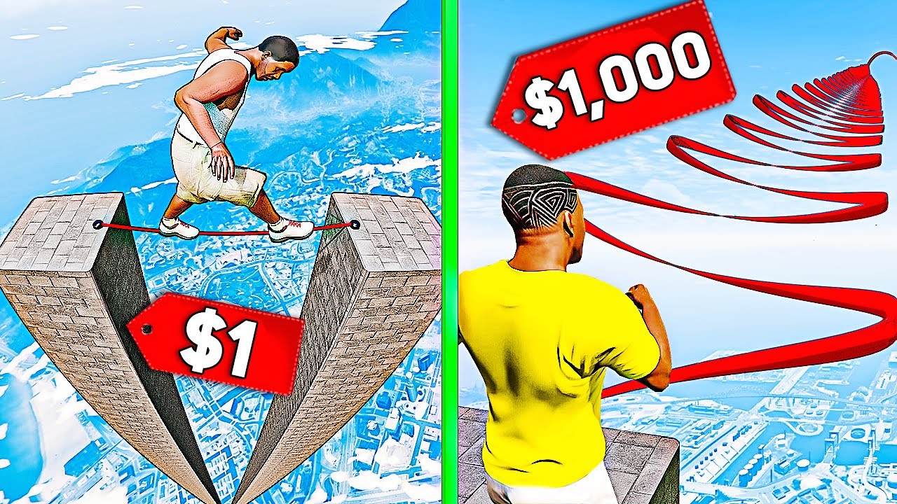 $1 vs $1000 tightrope challenges in GTA 5