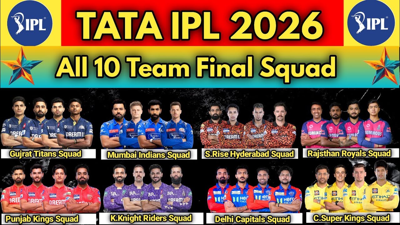 Tata IPL 2026 l All 10 team Final Squad 