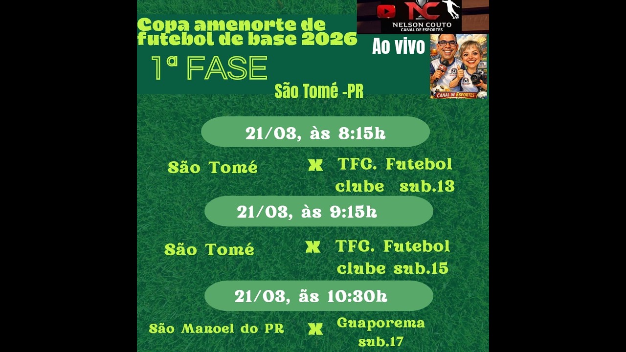 COPA AMENORTE DE FUTEBOL DE BASE, 2&deg; RODADA, TRANSMISS&Atilde;O AO VIVO DIRETO DE S&Atilde;O TOM&Eacute;.