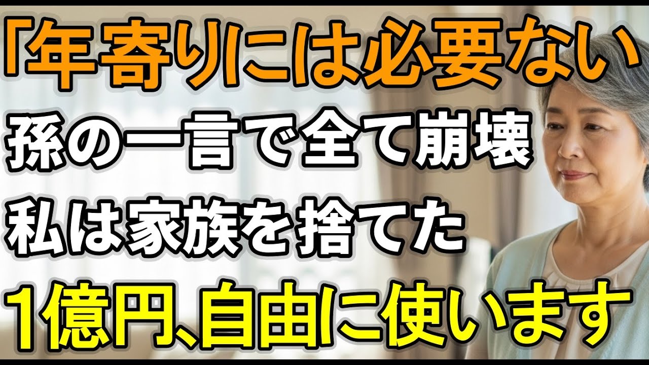 孫に「年寄りには必要ない」と言われた日、私は1億円を自由に使うと決めた【シニアライフ】【60代以上の方へ】