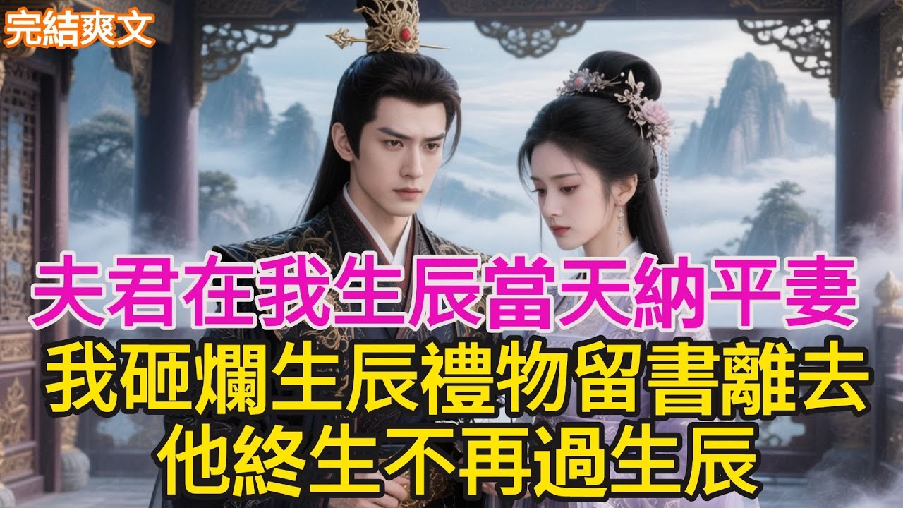 夫君在我生辰當天納白月光為平妻，「她跟我吃了苦，該補償」，我砸爛生辰禮物留書離去，他終生不再過生辰#小説#追妻火葬場#愛情#古言小説#逆襲#爽文完結