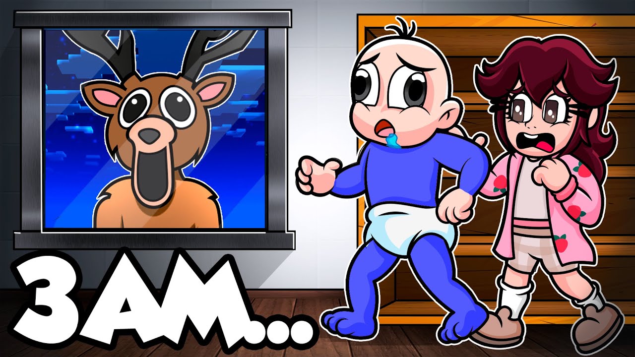 El MONSTRUO de 99 NOCHES en el BOSQUE está FUERA DE MI CASA a las 3AM… 😱🦌 BEBE NOOB EN MINECRAFT