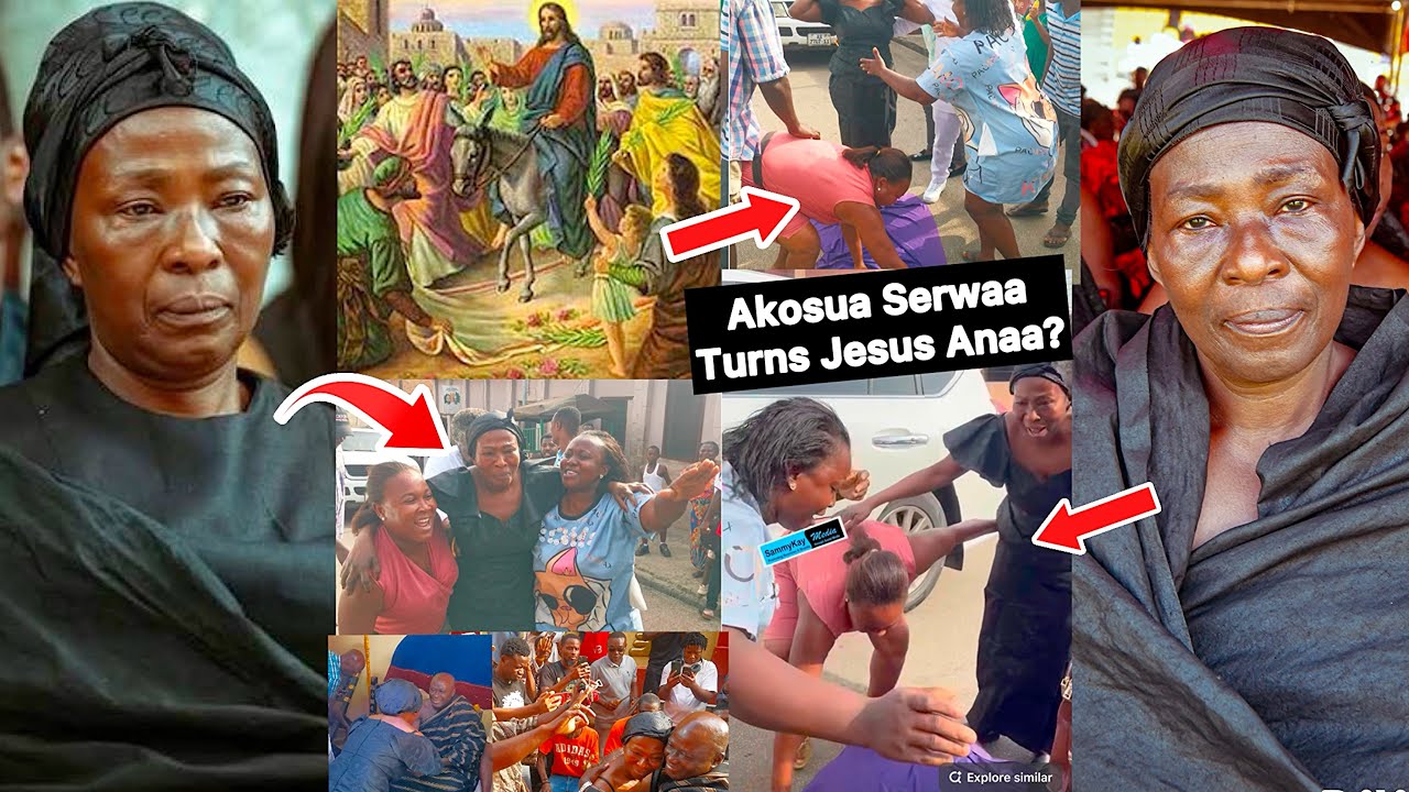 Eei🔥Akosua Serwaa Turns Jesus Anaa? See How People Made Her Walked on Clothes At Mfante New Town
