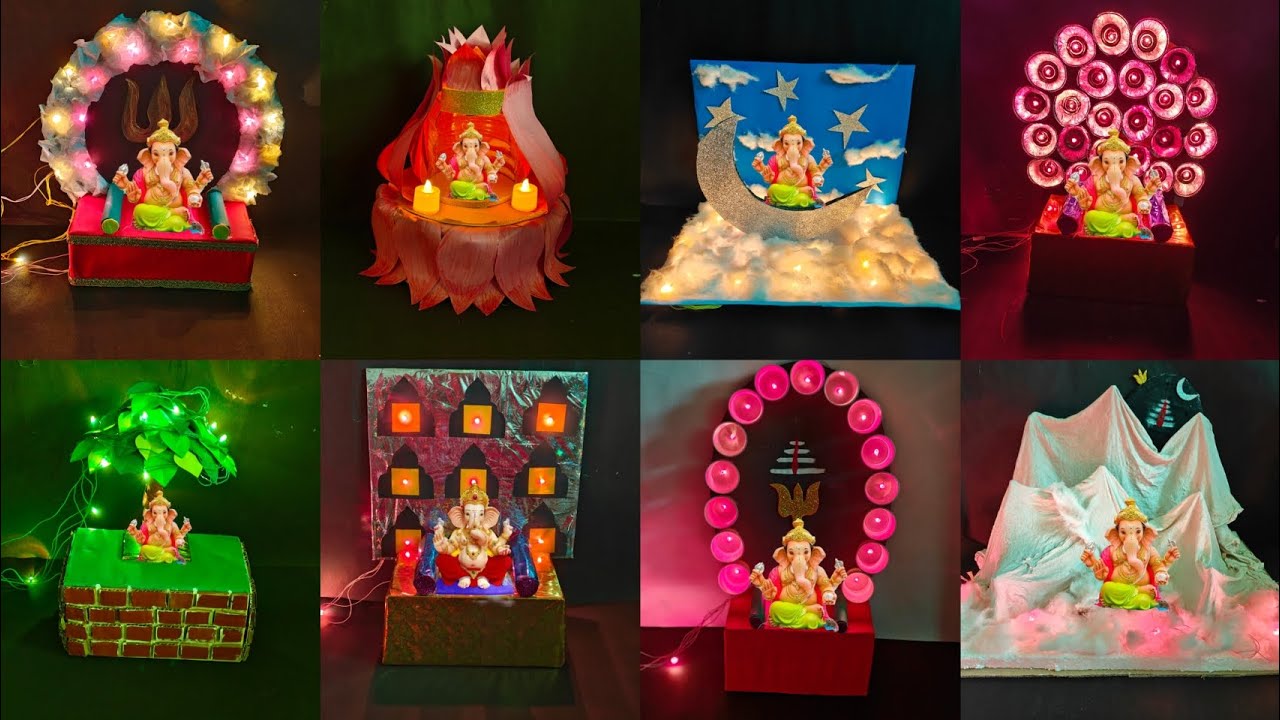8 Best Ganpati decoration ideas with light for home/Ganesh chaturthi special decoration ideas