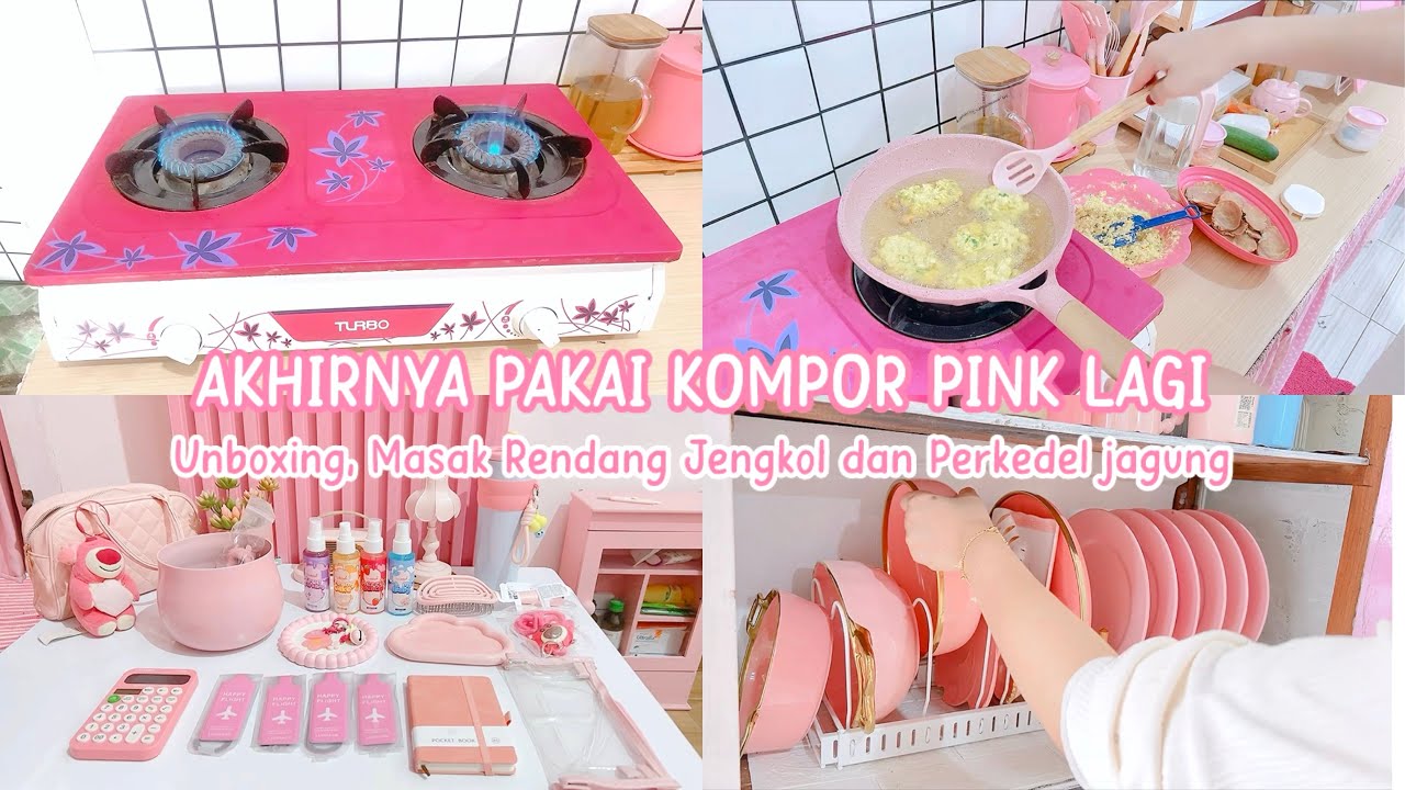 AKHIRNYA PAKAI KOMPOR PINK LAGI | Unboxing | Masak Rendang Jengkol dan Perkedel jagung