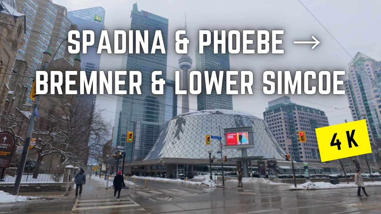 Toronto 🇨🇦 Winter Walk | Spadina & Phoebe to Bremner & Lower Simcoe, 4K