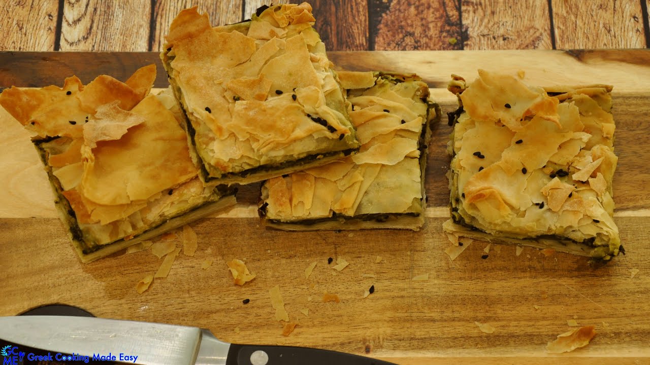 Greek Spinach Pie - Spanakopita with homemade Pastry - Σπανακόπιτα με σπιτικό Φύλλο