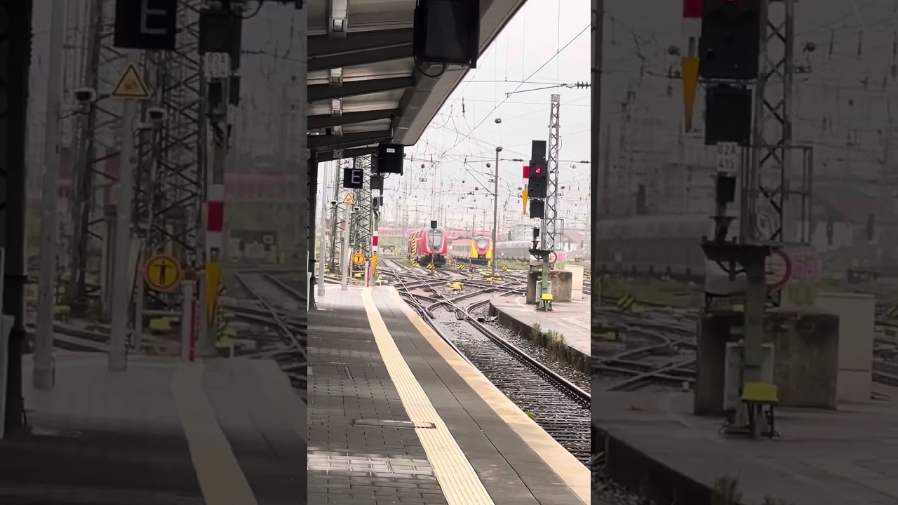 Trains arriving and leaving Frankfurt Main Hauptbahnhof