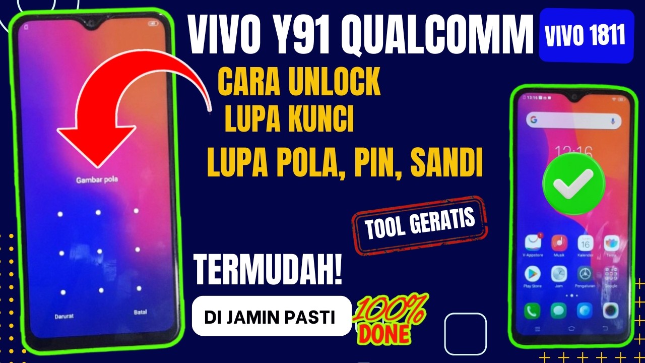 UNLOCK VIVO Y91 QUALCOMM LUPA KUNCI POLA SANDI‼️ TOOL GERATIS  ⁉️