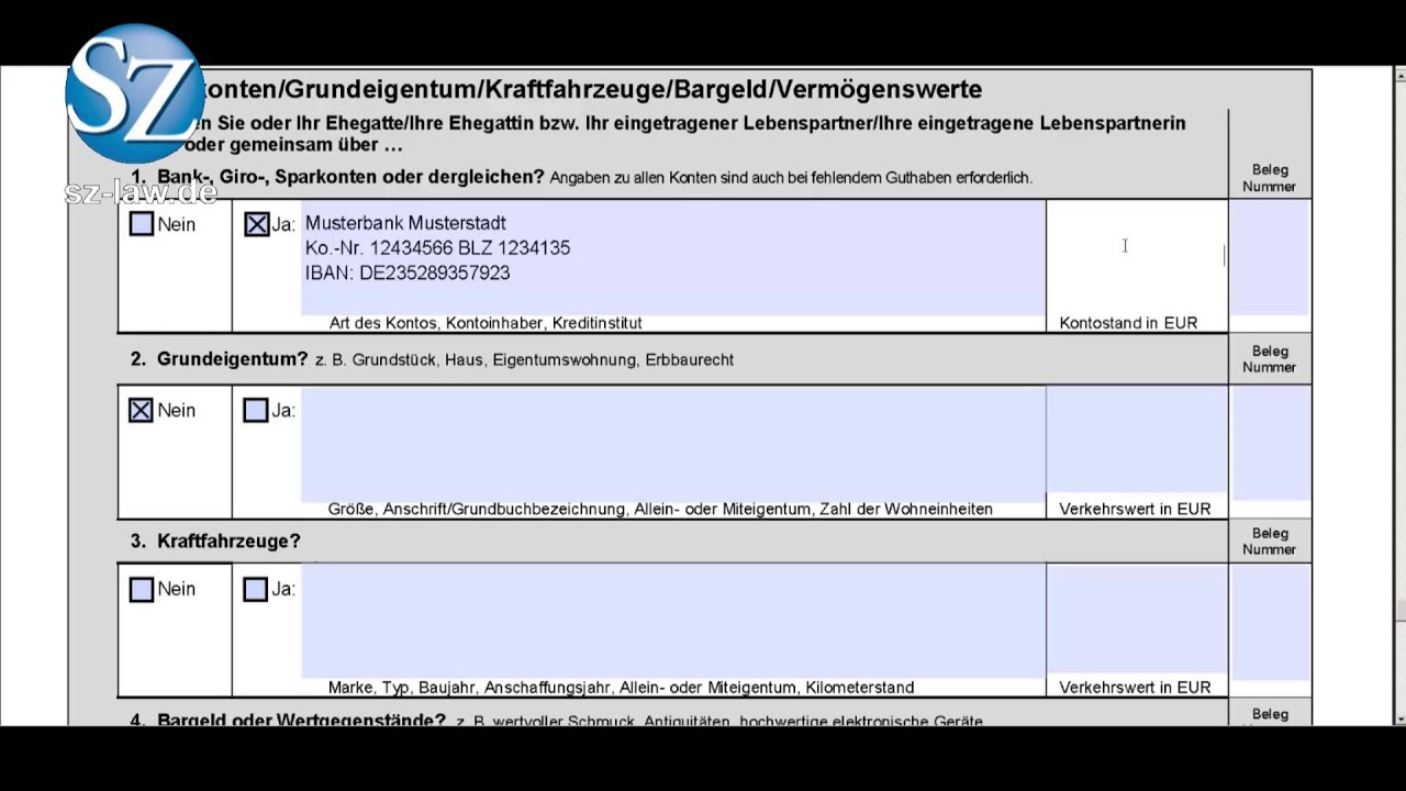 SZ-Rechtsanwälte: neu - Prozesskostenhilfeantrag Ausfüllhinweise 2015