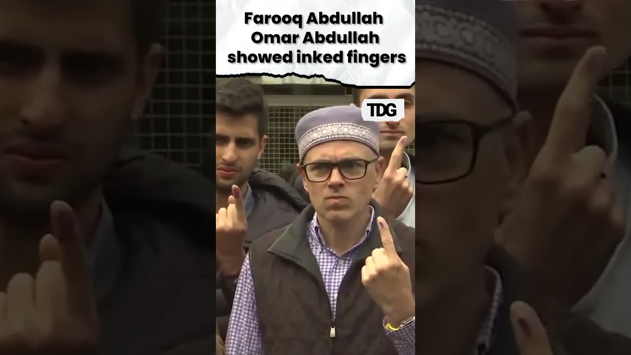 #watch Farooq Abdullah and Omar Abdullah show inked fingers post #phase4 voting