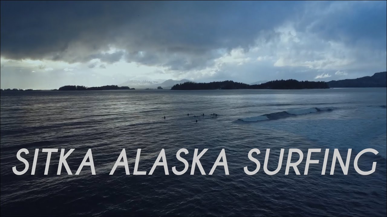 Alaska winter surfing, Sitka Alaska drone video.