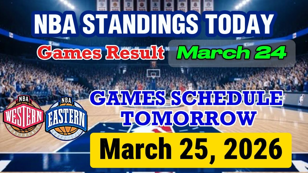 NBA STANDINGS TODAY as of MARCH 24 | GAMES RESULT | GAMES SCHEDULE MARCH 25, 2026