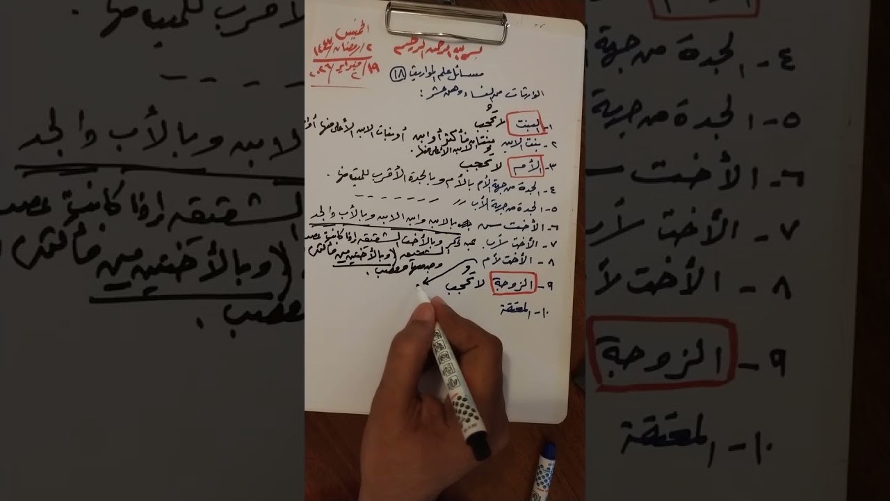 مسائل علم المواريث 18