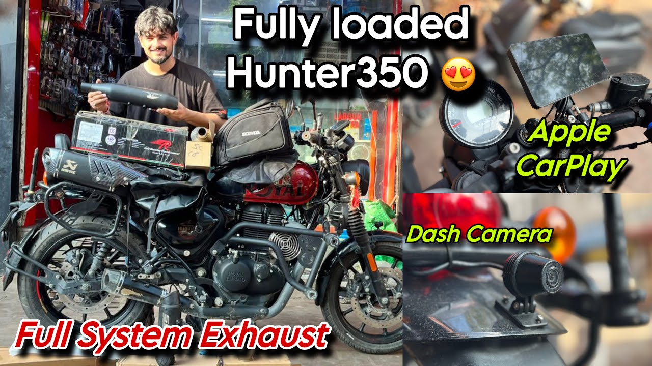 Royal Enfield Hunter 350 Modifications😍Carplay/Android Dash cam 😱Full system RRP Exhaust🔥#hunter350