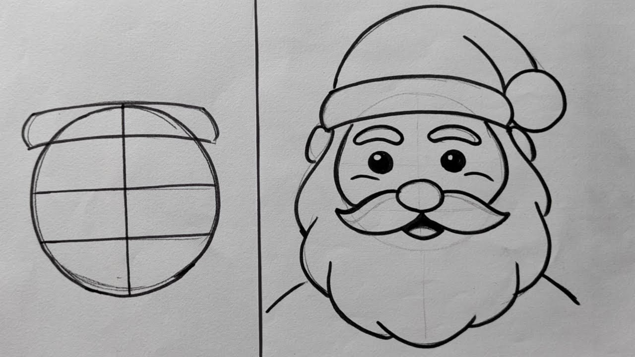 how to draw santa claus face very easy step by step for beginners with pencil sketch,merry christmas