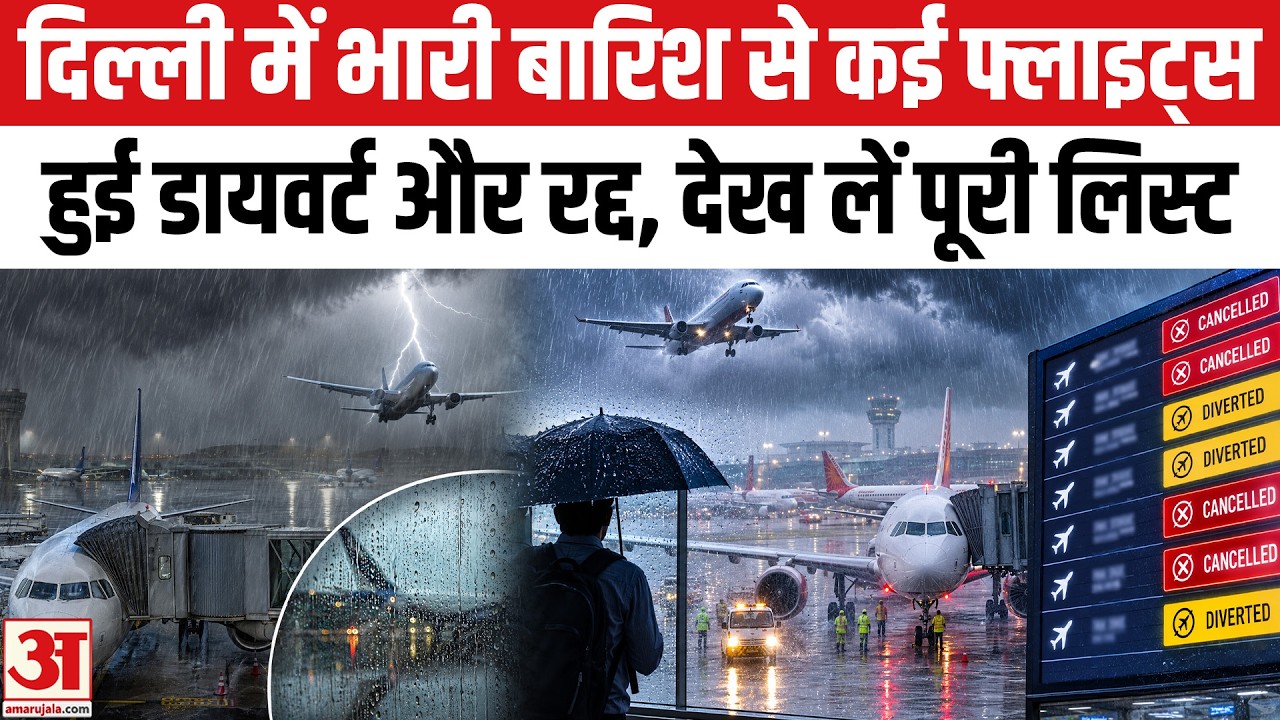 Delhi-NCR में Heavy Rain के बाद कई Flights हुई Delay,कुछ हुई Divert | IGI Airport| Indigo |Air India