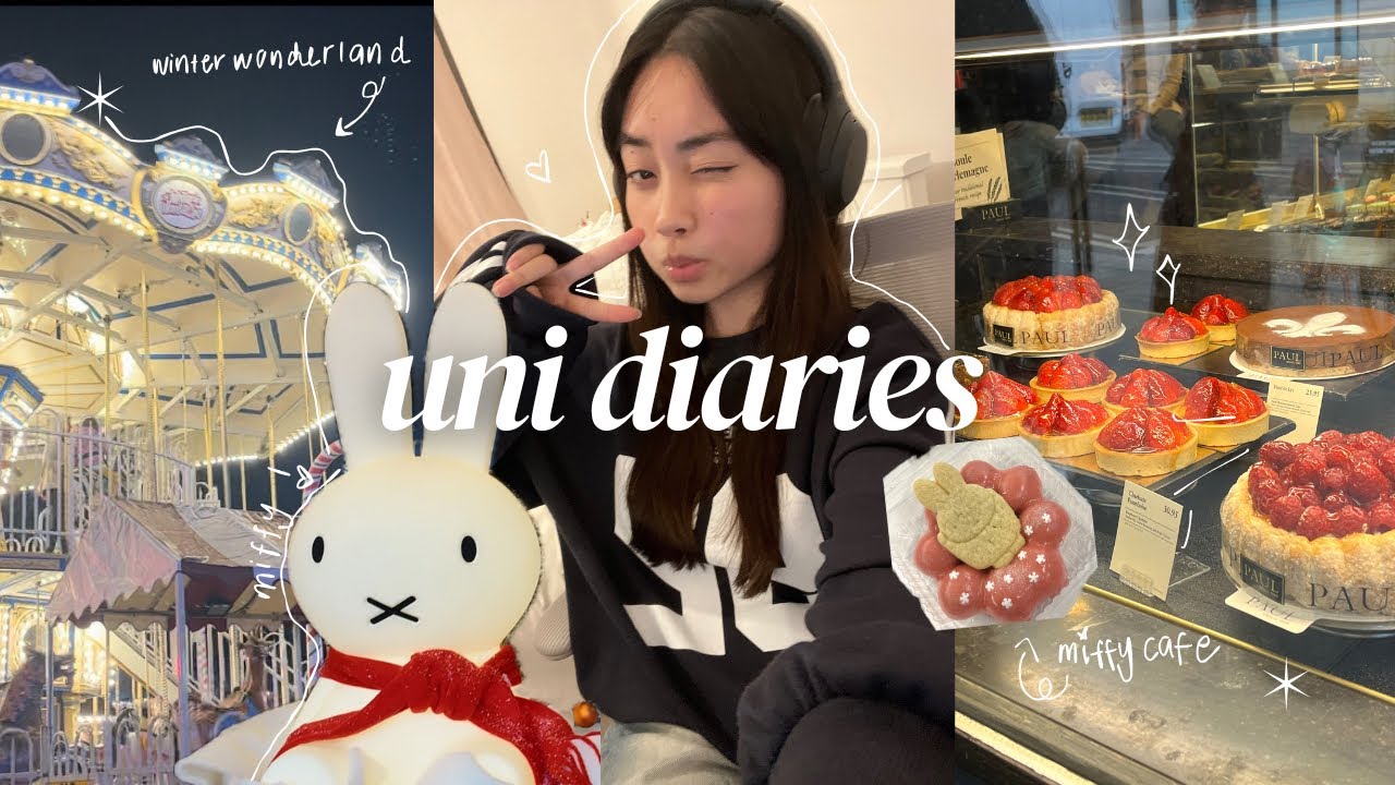 uni diaries 🤍: miffy café, winter wonderland, filsoc events & assignment season .° ༘🎧⋆🖇₊˚ෆ