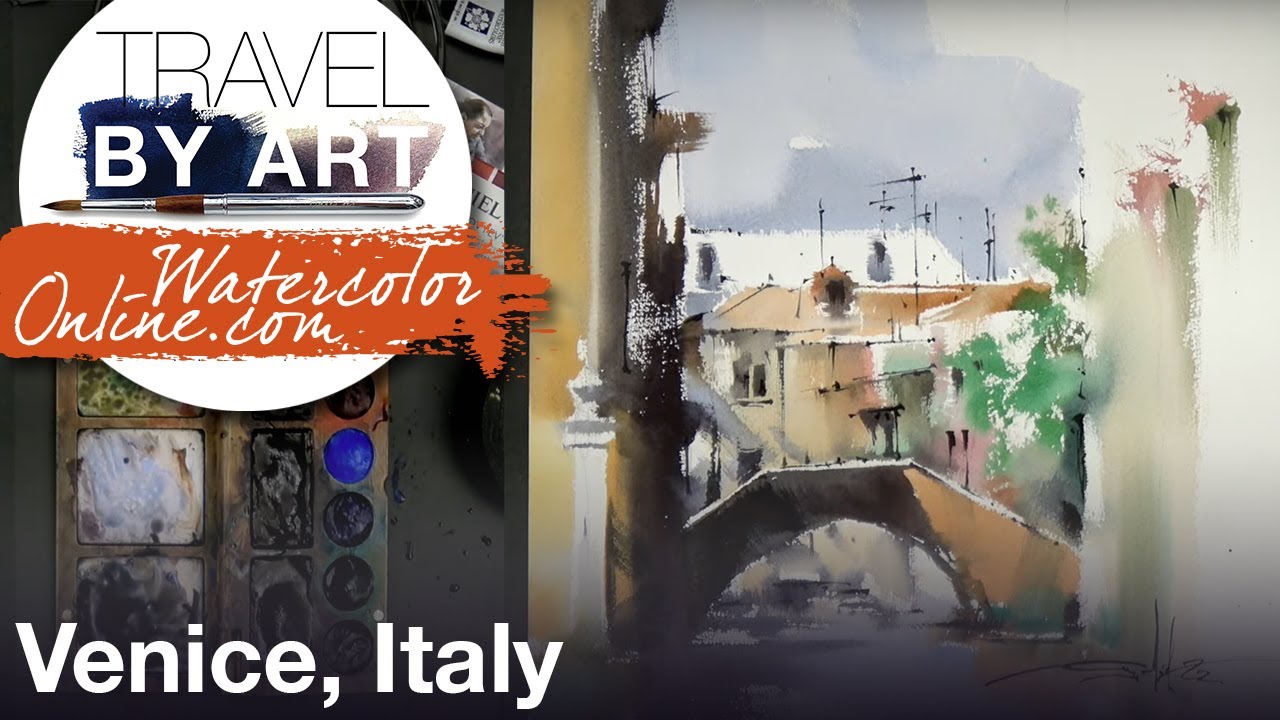 #168 Travel by Art, Ep.40 + Sketching Academy Ep.13 - Venice, Italy (Watercolor Cityscape Tutorial)