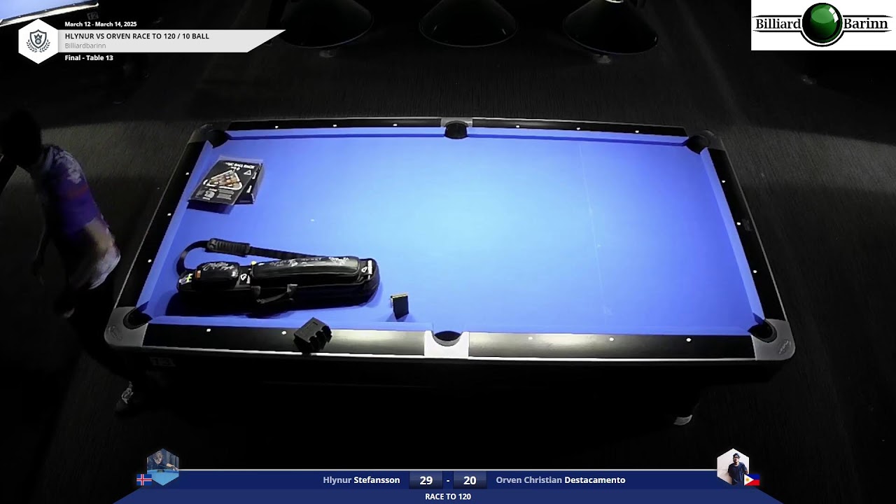 Hlynur vs Orven, race to 120 10 ball, day 1