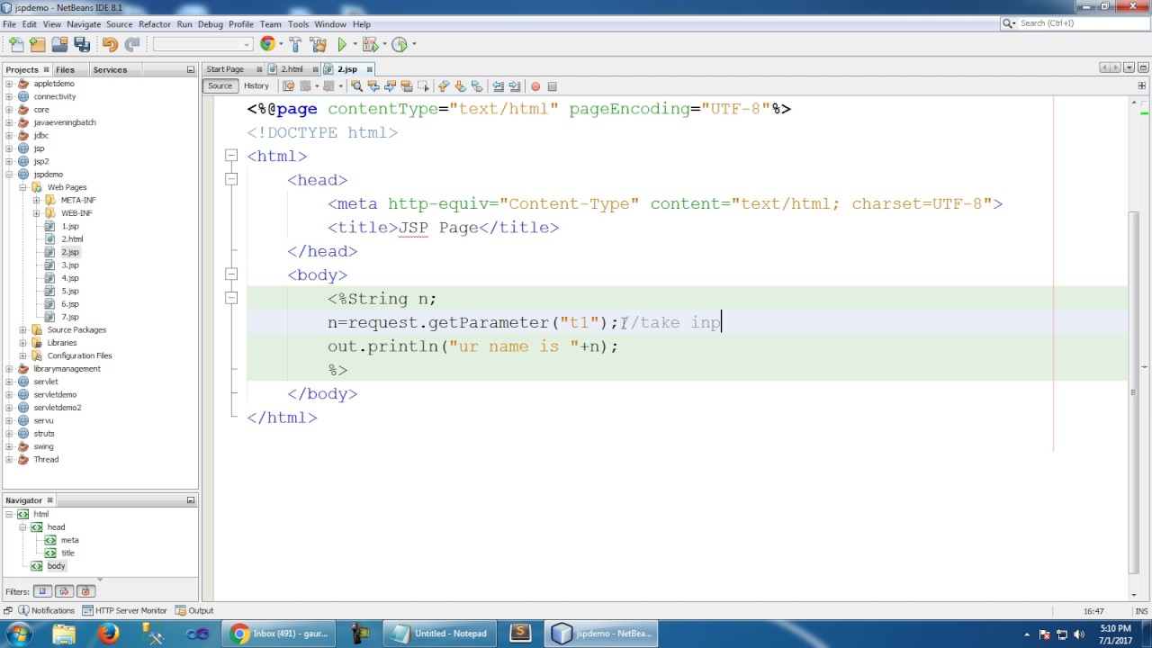 how to take input from user in jsp #2