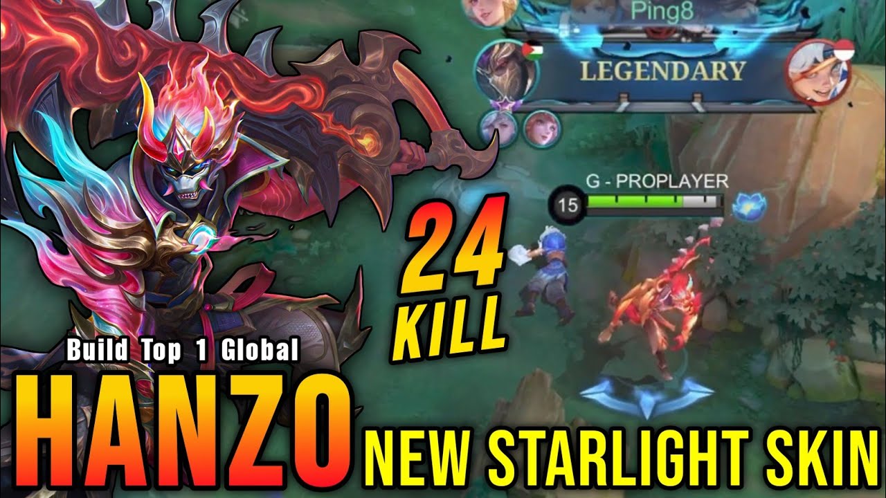 24 Kills!! Fangs of Slaughter Hanzo New STARLIGHT Skin!! - Build Top 1 Global Hanzo ~ MLBB