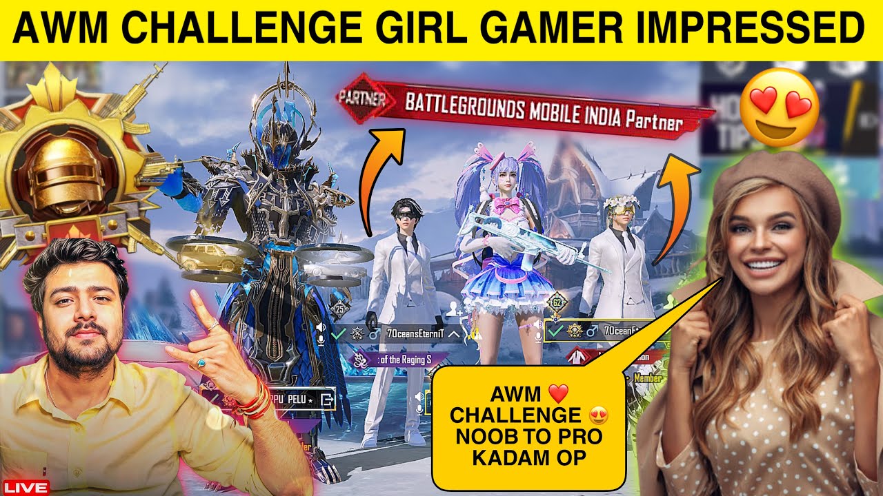 ONLY AWM CHALLENGE PRANK BGMI GIRLS IMPRESSED😍After Listen BGMI PARTNER☠️| She 👩‍❤️‍👨| BGMI GAMEPLAY