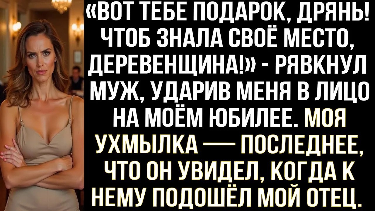 «Вот тебе подарок, дрянь! Чтоб знала своё место, деревенщина!» — муж ударил меня в лицо на юбилее...