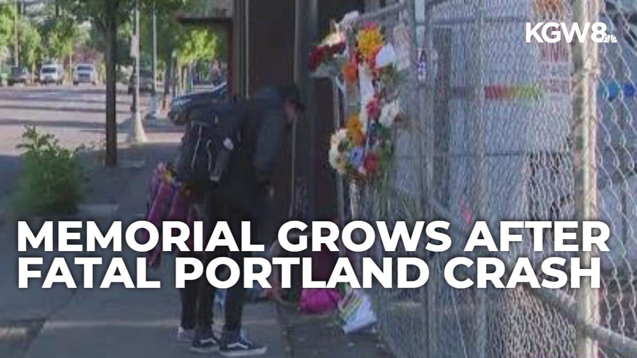 Memorial grows after crash that killed 1 person, hospitalized 4 others in Northeast Portland