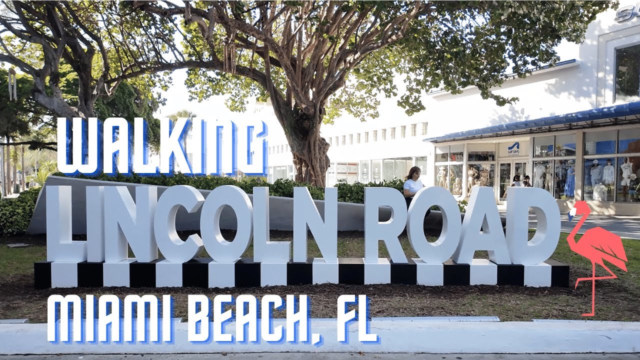 Walking Tour Lincoln Road Mall Miami Beach FL. Restaurants Bars and Stores (4K)