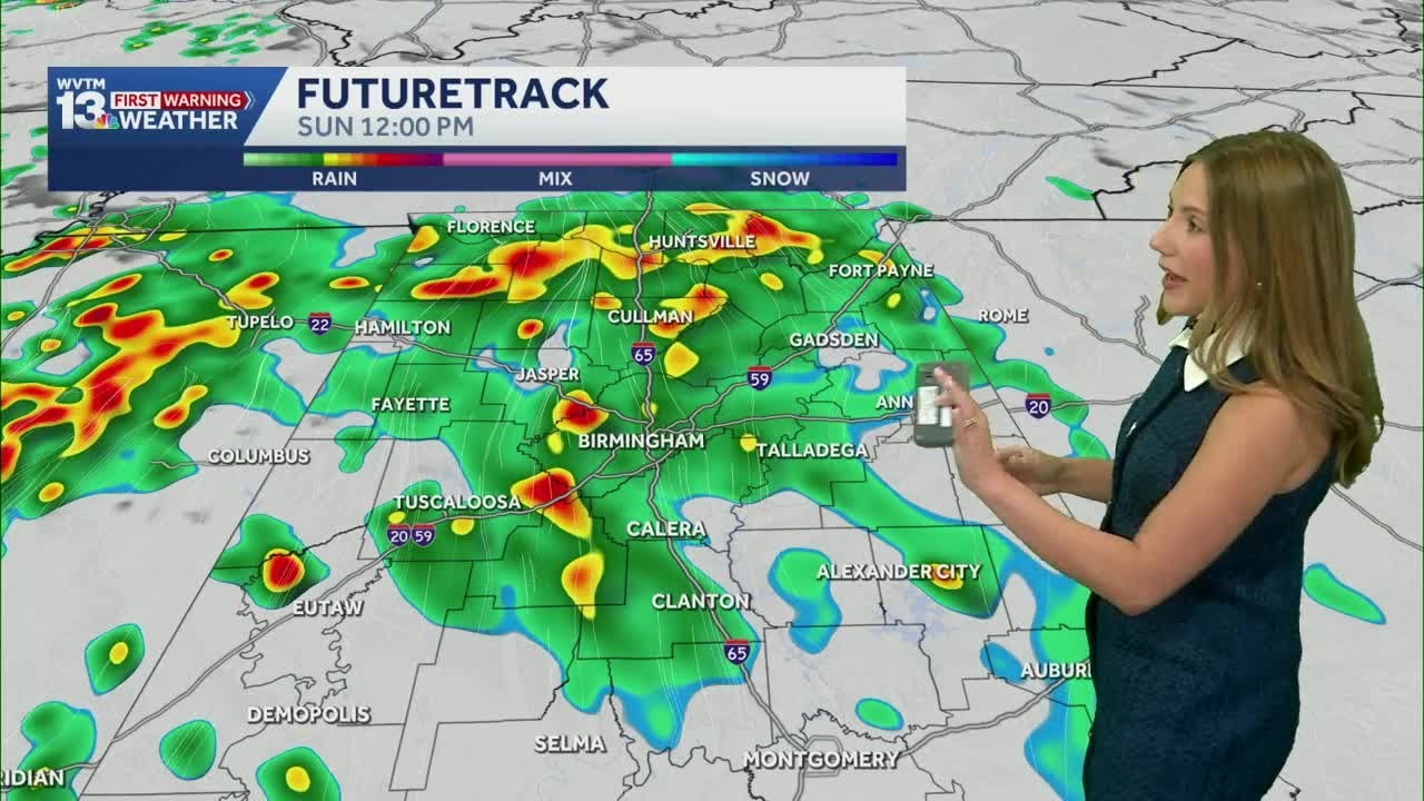 Soaking rain and heavy storms in Alabama's weather forecast Sunday.