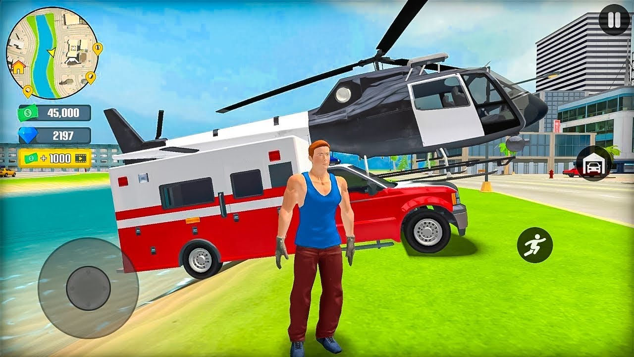 Ambulance and Helicopter Flying &  in Open World Game - Go to Town 6 - Android Gameplay