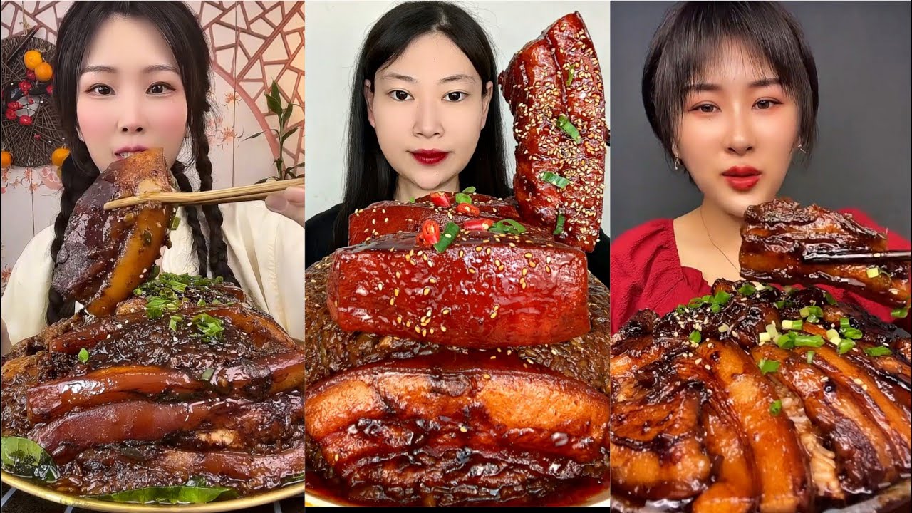 Real Mukbang:) Spicy Braised Pork Belly Sticky Rice Eating Challenge EatingSounds | Asmr Mukbangs