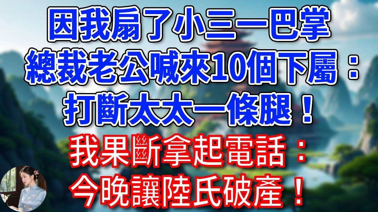 因我扇了小三一巴掌，總裁老公喊來10個下屬：打斷太太一條腿！我果斷拿起電話：今晚讓陸氏破產！#為人處世#生活經驗#情感故事#故事#小說#戀愛#情感#婚姻