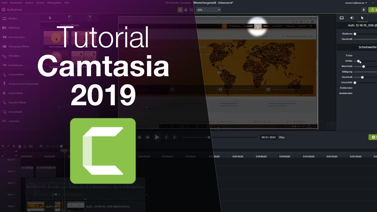Camtasia 2019 -  Einfache Komplettanleitung für geniale Videotutorials