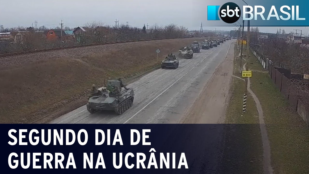 Guerra na Ucrânia: população busca abrigo em garagens e estações de metrô | SBT Brasil (25/02/22)