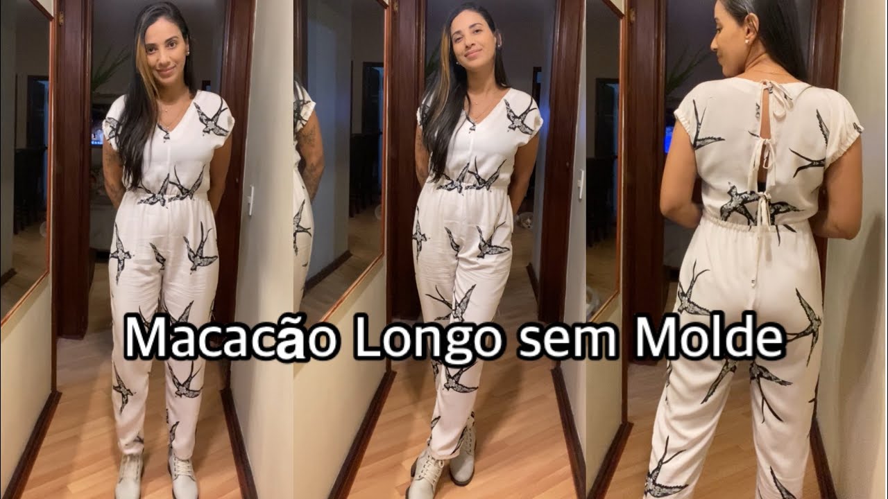 Macacão Longo em Viscose, Costura sem molde. DIY