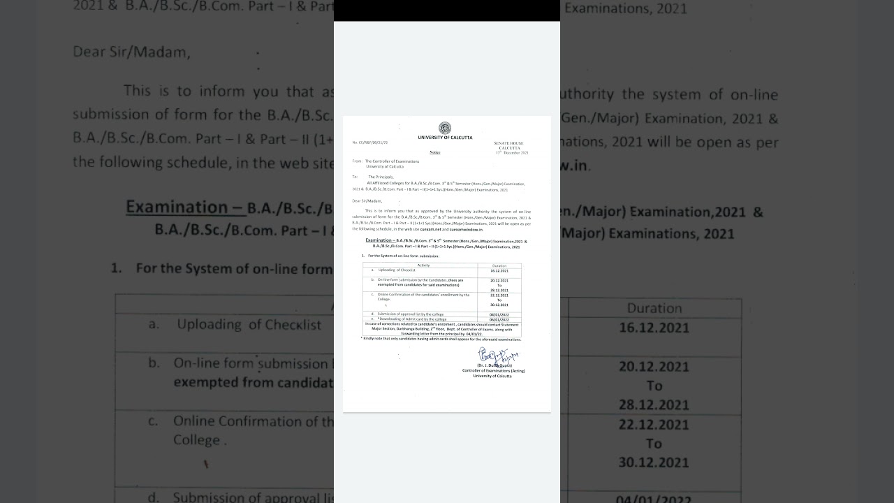 ||Cu Latest Notice On Exams ||