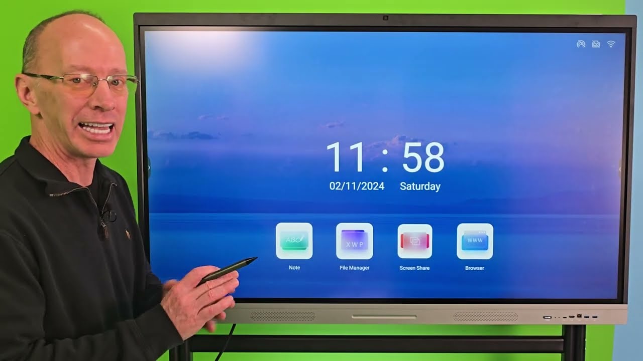 (4-Minute Review) HKMLC Smart Board  55 Inch Interactive Whiteboard Built-in 4800MP Camera