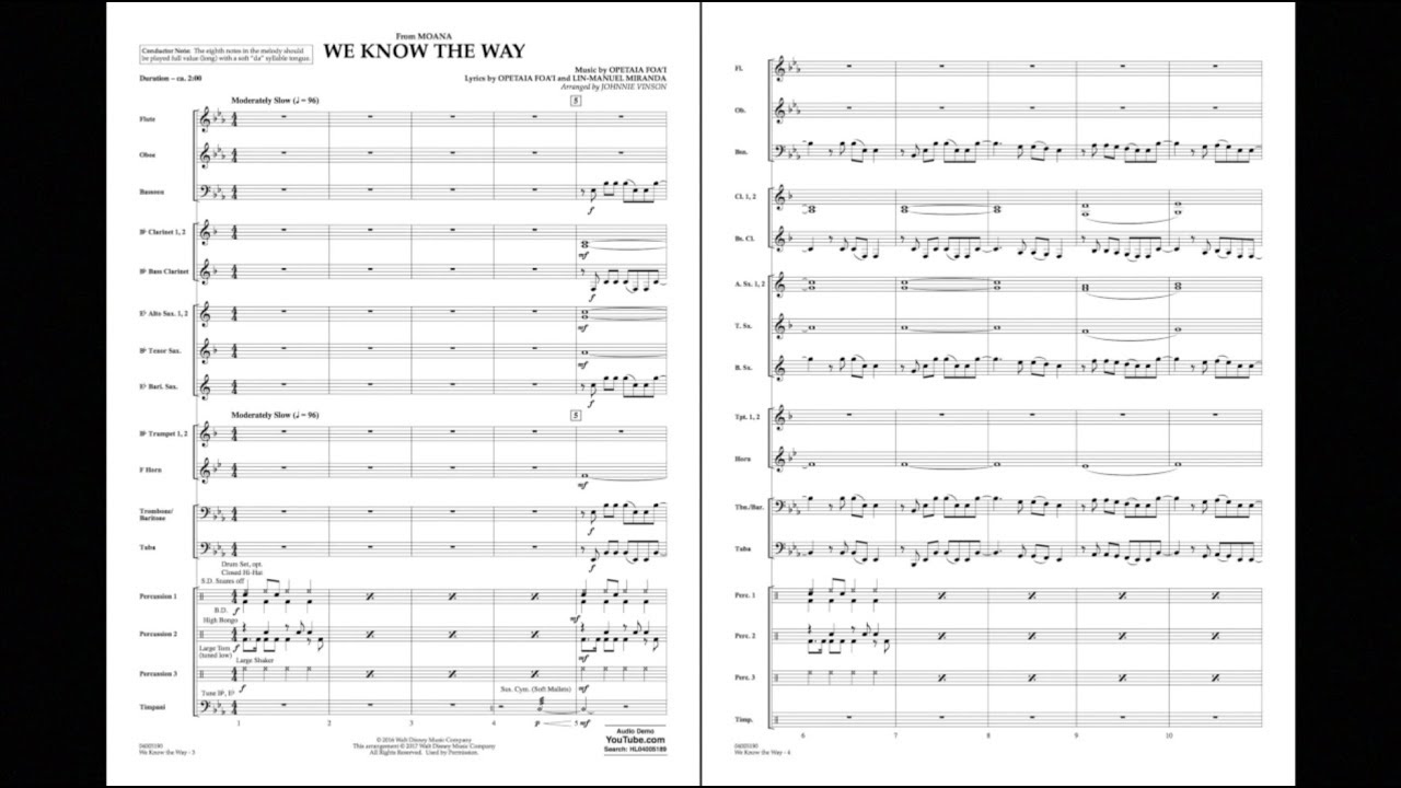 We Know the Way (from Moana) arranged by Johnnie Vinson