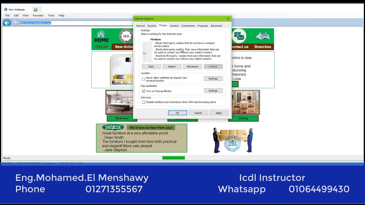 شرح الجزء العملى لأساسيات الإنترنت (الجزء الأول- المتصفح- الواجهة الإنجليزى )