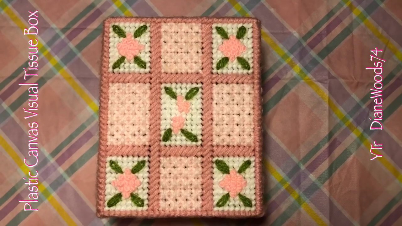 🌸 Pink Flower | Visual Tissue Box | Plastic Canvas