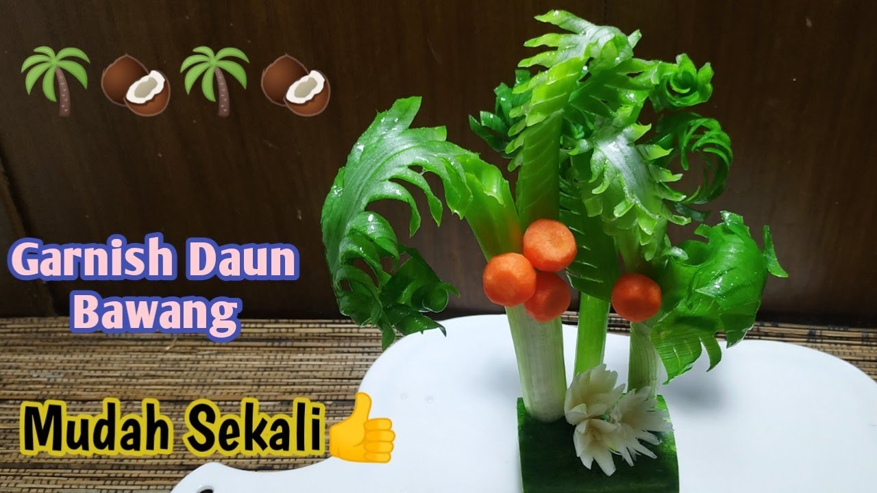 HIASAN TUMPENG DARI DAUN BAWANG, UNIK//HOW TO MAKE LEEK GARNISH