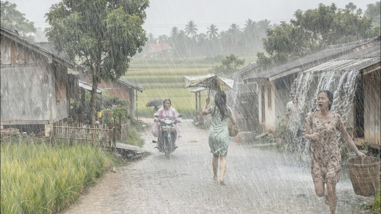 Hujan Super Deras dan Ribut di Pedesaan Yang Indah | Suara Hujan untuk Tidur Seketika
