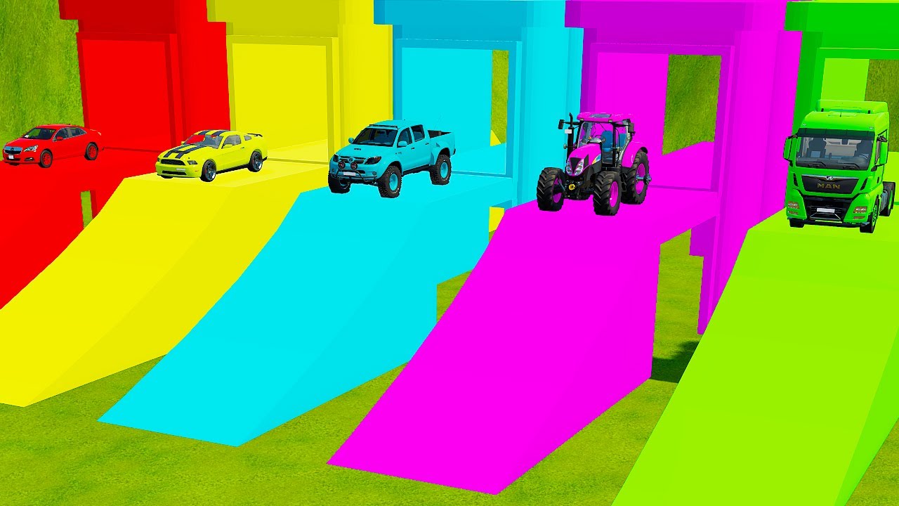 TRANSPORTING FIVE COLOR HOLDEN, LIZARD, TOYOTA, NEW HOLLAND, MAN TRUCK - Farming Simulator 22