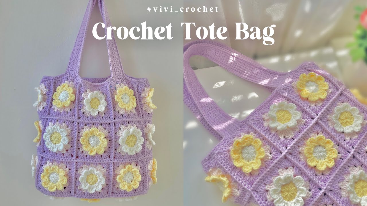 🌼How To Crochet Flower Granny Square Tote Bag | 小红书 Inspo🌼